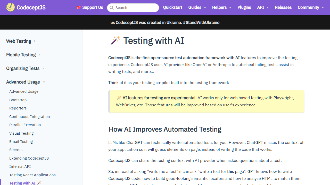 CodeceptJS with AI logo
